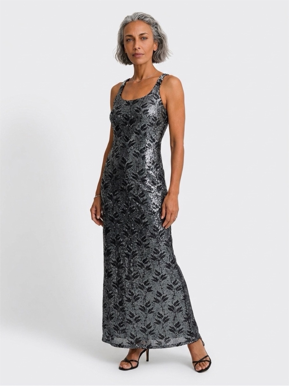 Bari Jay lace and sequin evening gown.